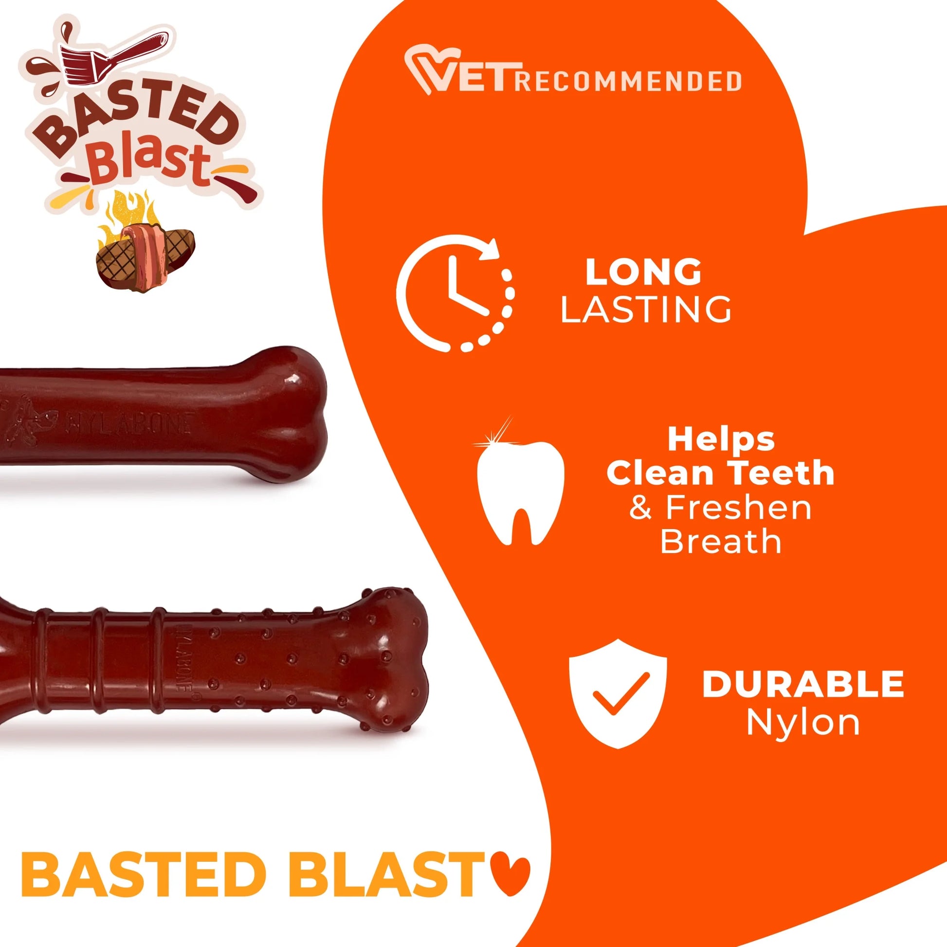 Power Chew Basted Blast Original & Textured Bone Dog Chew Toys Bacon & Steak X-Small (2 Count)