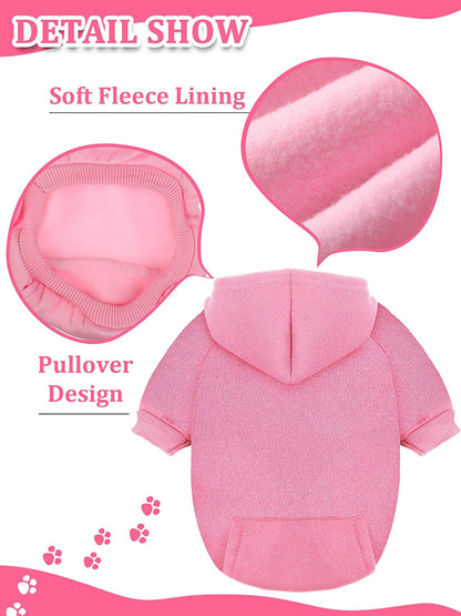 4 Pieces XXS Dog Sweaters Dog Hoodie Clothes with Hat for Small Dogs Puppy Pet Winter Warm Hoodies Coat Sweater Shirt Chihuahua Clothes with Pocket
