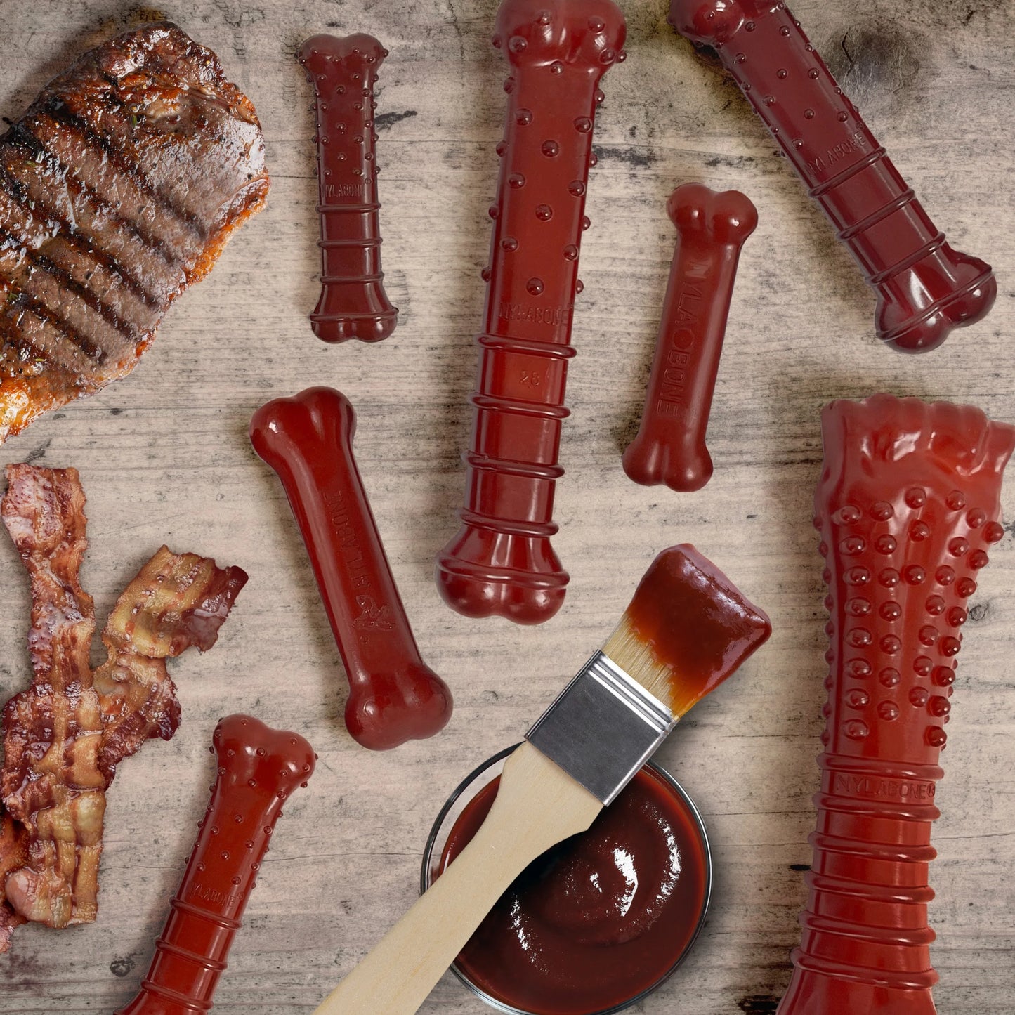 Power Chew Basted Blast Original & Textured Bone Dog Chew Toys Bacon & Steak X-Small (2 Count)