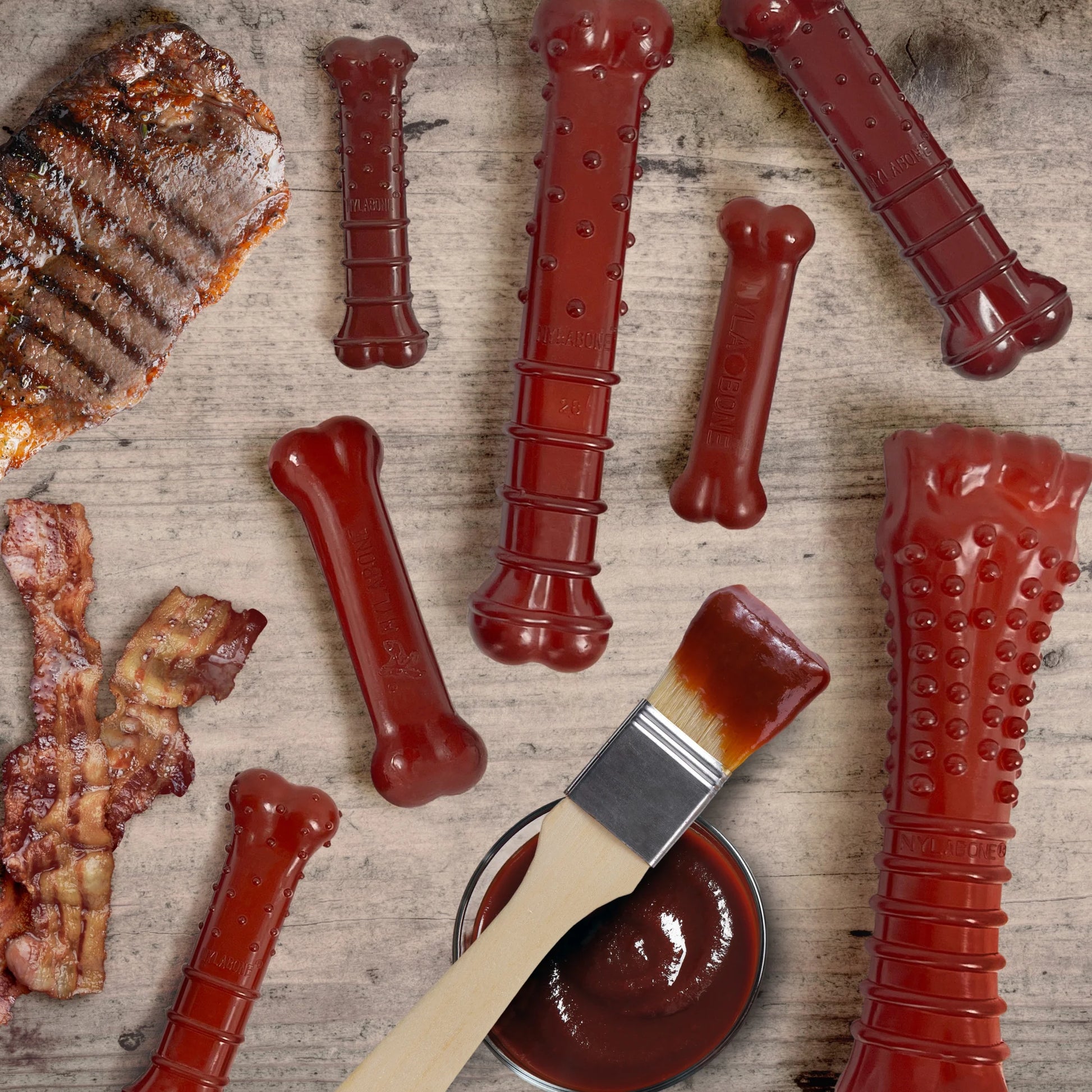 Power Chew Basted Blast Original & Textured Bone Dog Chew Toys Bacon & Steak X-Small (2 Count)
